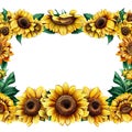 Lovely border design with blossomed sunflower decoration ai generated
