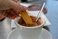 A lovely breakfast, hot chocolate and Churro