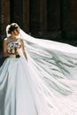 Lovely bride in the windy weather Royalty Free Stock Photo