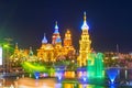 The lovely buildings night scenic of NZH Manzhouli in night