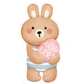 Lovely bunny and Easter egg for holiday on white background