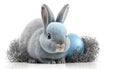 Lovely bunny easter fluffy rabbit on white background. Close up of a rabbit. Symbol of easter festival animal. Ai generated