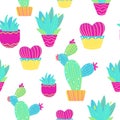 Lovely cactus seamless pattern Royalty Free Stock Photo