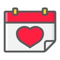 Lovely calendar filled outline icon, valentine