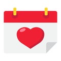 Lovely calendar flat icon, valentines day