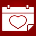 Lovely calendar glyph icon, valentines day