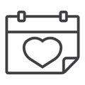 Lovely calendar line icon, valentines day