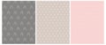 Abstract Geometric Seamless Vector Prints. White Arrows Isolated on a Blush Pink, Beige and Brown Background.