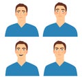 Lovely cartoon boy portrait with different emotions Royalty Free Stock Photo