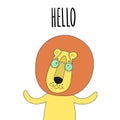 Lovely cartoon lion with glasses.