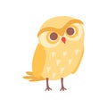 Lovely cartoon yellow owlet bird character vector Illustration on a white background Royalty Free Stock Photo