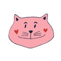 Lovely Cat icon. Vector Print for poster, sticker, shirt design.