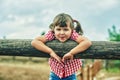 Lovely cheerful little girl on a walk