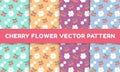 Lovely Cherry Flower Vector Pattern Background Illustration