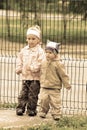 Lovely children on the backyard