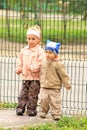 Lovely children on the backyard