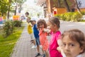 Lovely children playing outdoors at summer camp Royalty Free Stock Photo