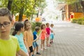 Lovely children playing outdoors at summer camp Royalty Free Stock Photo