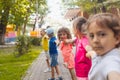 Lovely children playing outdoors at summer camp Royalty Free Stock Photo