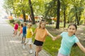 Lovely children playing outdoors at summer camp Royalty Free Stock Photo