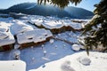 The lovely China`s snow town Royalty Free Stock Photo