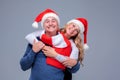 Lovely christmas couple in Santa Claus hats
