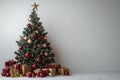A lovely Christmas tree background against a white backdrop, emphasizing festive cheer. Royalty Free Stock Photo