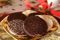 Lovely close up image of Christmas cookies and cup of coffee Royalty Free Stock Photo