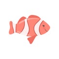 Lovely clown fish, cute sea creature character vector Illustration on a white background Royalty Free Stock Photo