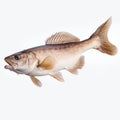 Lovely Cod: Real Photo Of A Fish Swimming In A White Background