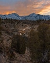 The lovely colors of an early sunset over the Hot Creek Geological Site Royalty Free Stock Photo