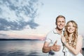 Lovely couple and beautiful sunset Royalty Free Stock Photo