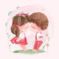 A lovely couple kissing on Valentine`s Day amidst the vibrant nature Royalty Free Stock Photo