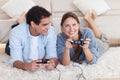 Lovely couple playing video games Royalty Free Stock Photo