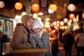 Lovely couple sharing happy moments; Christmas joy concept