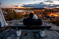 Lovely couple watching sunset in Sandefjord Vestfold Norway Royalty Free Stock Photo