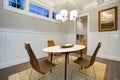 Lovely craftsman style dining room with coffered cealing