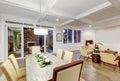 Lovely craftsman style dining space with coffered cealing Royalty Free Stock Photo