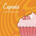 Lovely Cupcake Flyer Template Design. with colorful linear doodle cupcake illustration