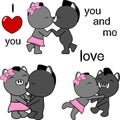 lovely cute boar couple kissing cartoon love valentine pack in vector format