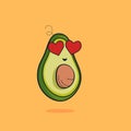 Lovely Cute Cartoon Cartoon Fruit Vector Illustration. Avocado emoticon in love. Heart eyes. Cute flat design.