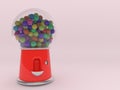 LOVELY CUTE COLORFUL RETRO VINTAGE BUBBLE GUM CANDY DISPENSER 3D ILLUSTRATION Royalty Free Stock Photo