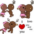 lovely cute deer couple kissing cartoon love valentine pack in vector format