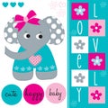 Lovely cute elephant baby vector Royalty Free Stock Photo