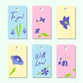 Lovely cute floral flat style tag set. Printable. Royalty Free Stock Photo