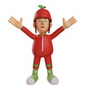 Lovely 3D Fruit Girl Cartoon Character feels happy