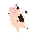 Lovely Dancing Baby Cow, Adorable Funny Farm Animal Cartoon Character Vector Illustration