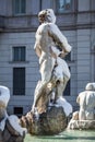 A lovely day of snow in Rome, Italy, 26th February 2018: a beautiful view of Navona Square and Fontana dei Quattro Fiumi Fountain Royalty Free Stock Photo