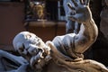 A lovely day of snow in Rome, Italy, 26th February 2018: a beautiful view of Navona Square and Fontana dei Quattro Fiumi Fountain Royalty Free Stock Photo