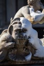 A lovely day of snow in Rome, Italy, 26th February 2018: a beautiful view of Navona Square and Fontana dei Quattro Fiumi Fountain Royalty Free Stock Photo